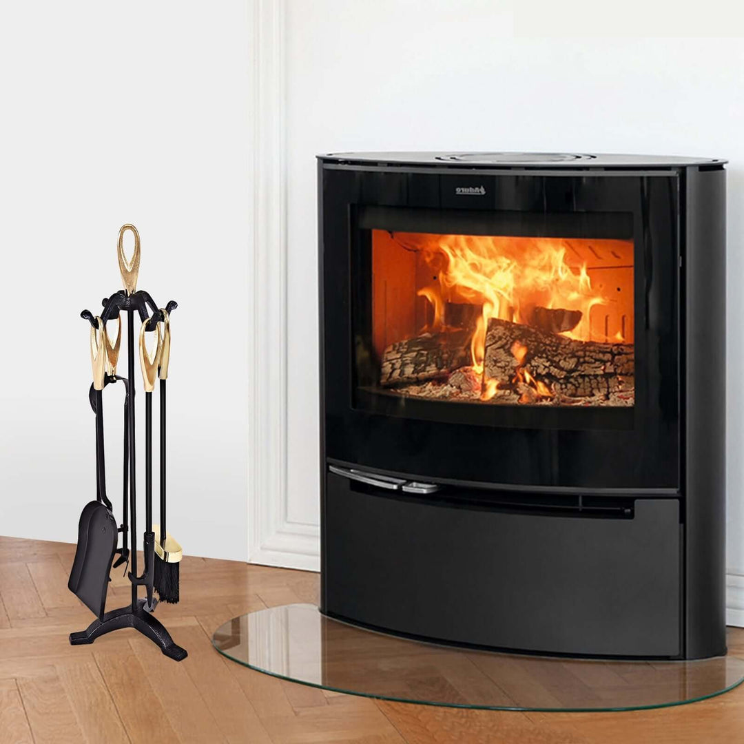 Wrought Iron Fireplace Tool Set with Loop Handles