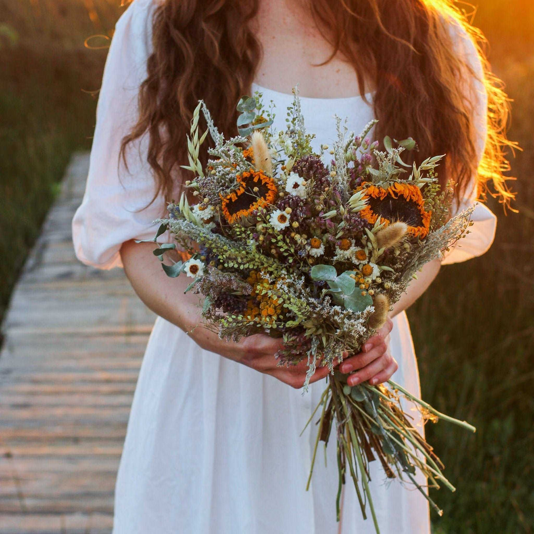 Dried Sunflower and Eucalyptus Bouquet