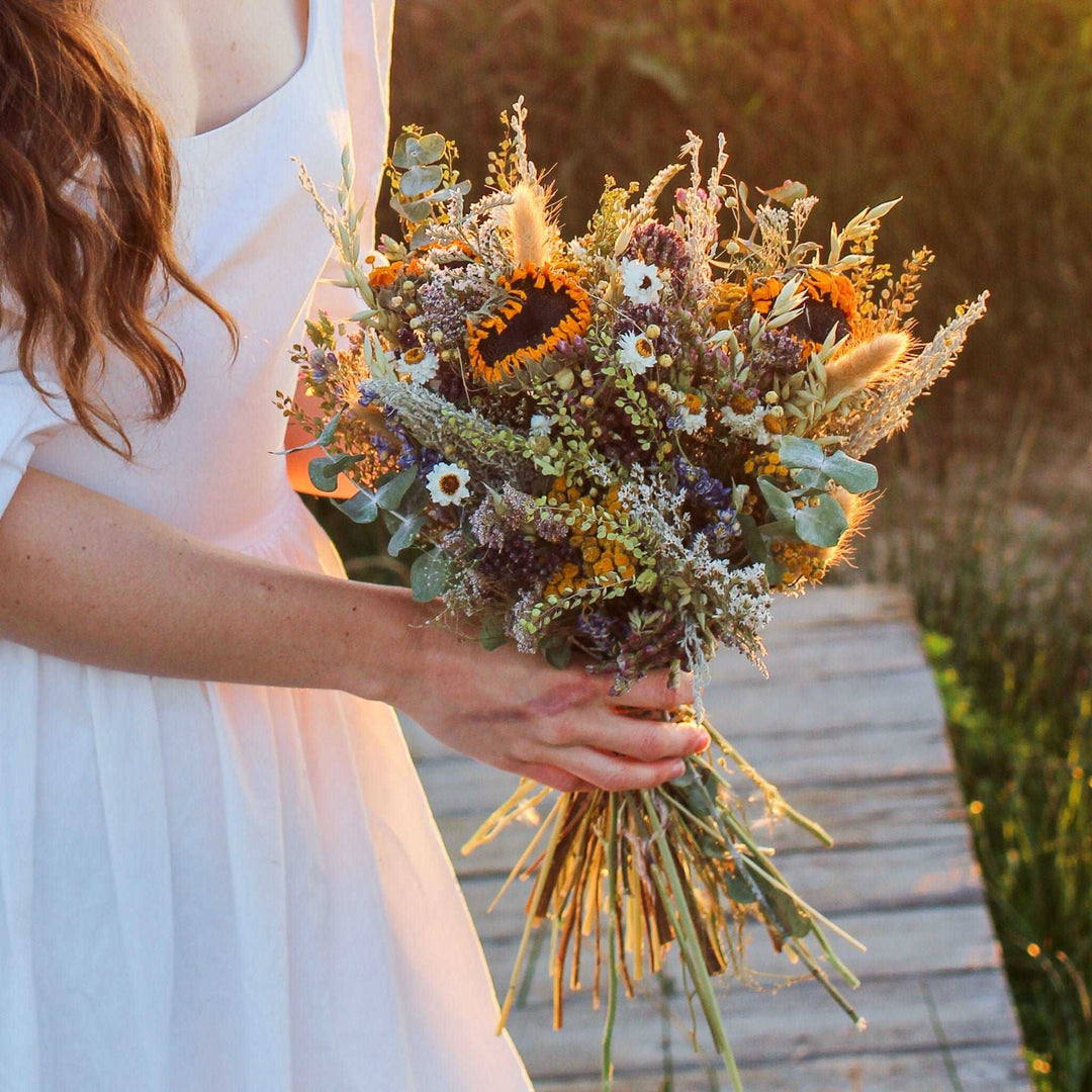 Dried Sunflower and Eucalyptus Bouquet