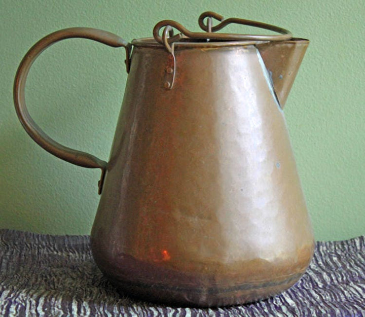 Antique Brass Creamer and Sugar Dish. Heavy Brass Containers with Handles. Kitchen Accessories.