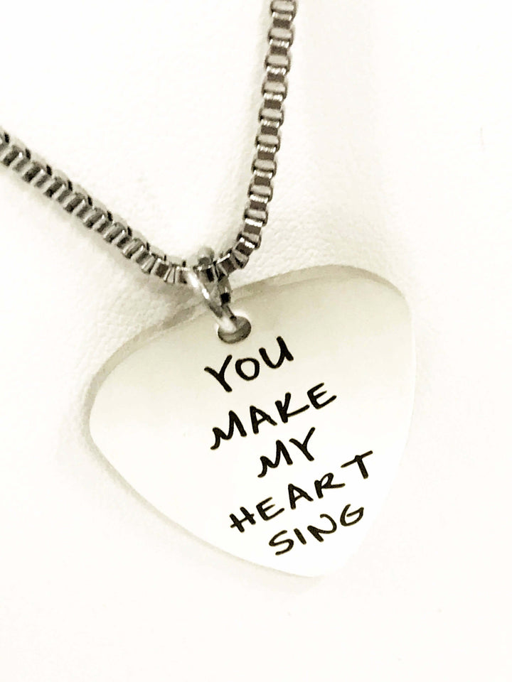 You Make My Heart Sing Guitar Pick Necklace