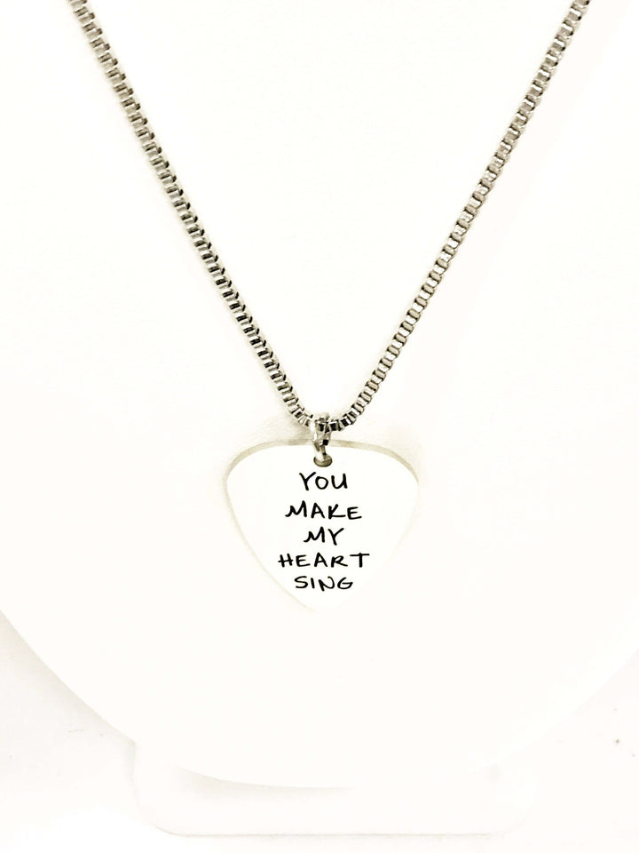 You Make My Heart Sing Guitar Pick Necklace