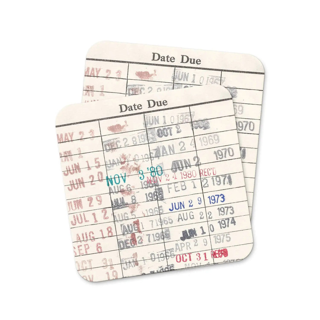 Vintage Library Checkout Card Coasters
