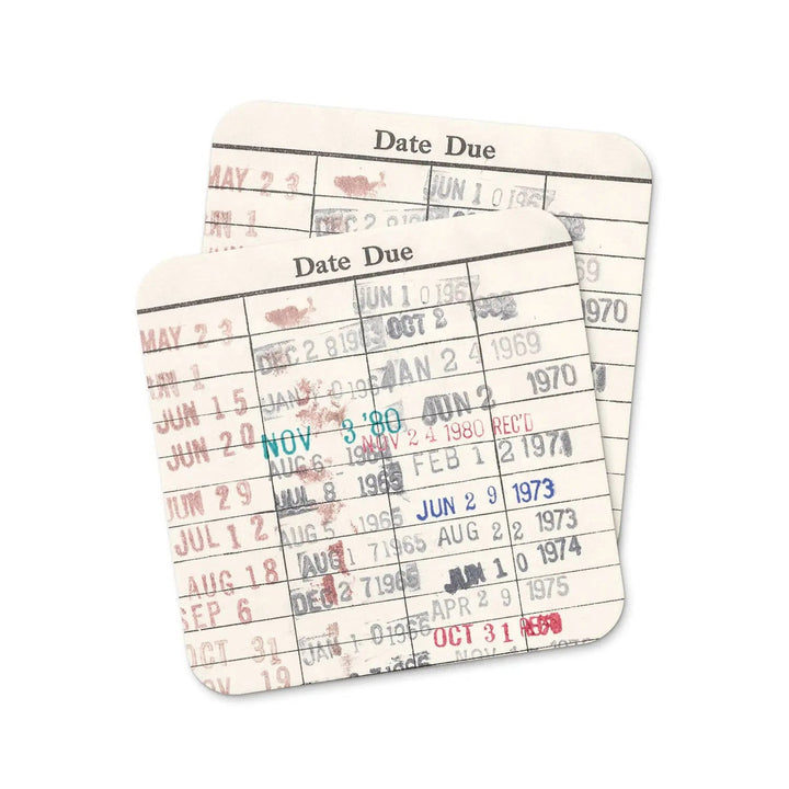 Vintage Library Checkout Card Coasters