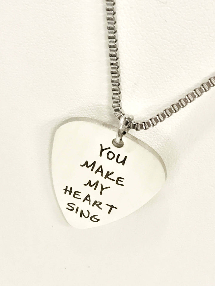 You Make My Heart Sing Guitar Pick Necklace