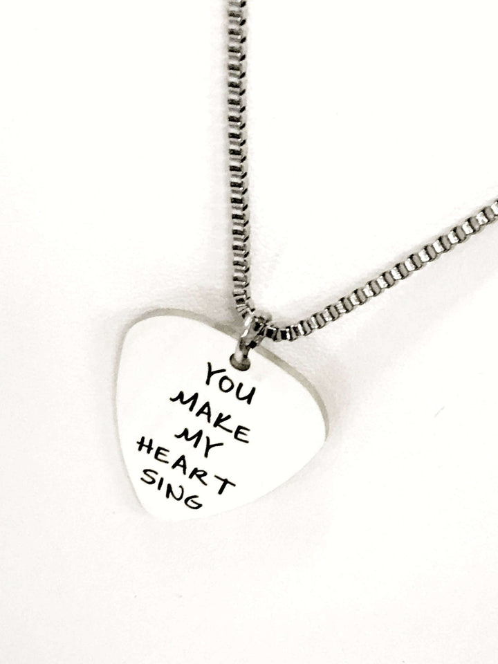 You Make My Heart Sing Guitar Pick Necklace