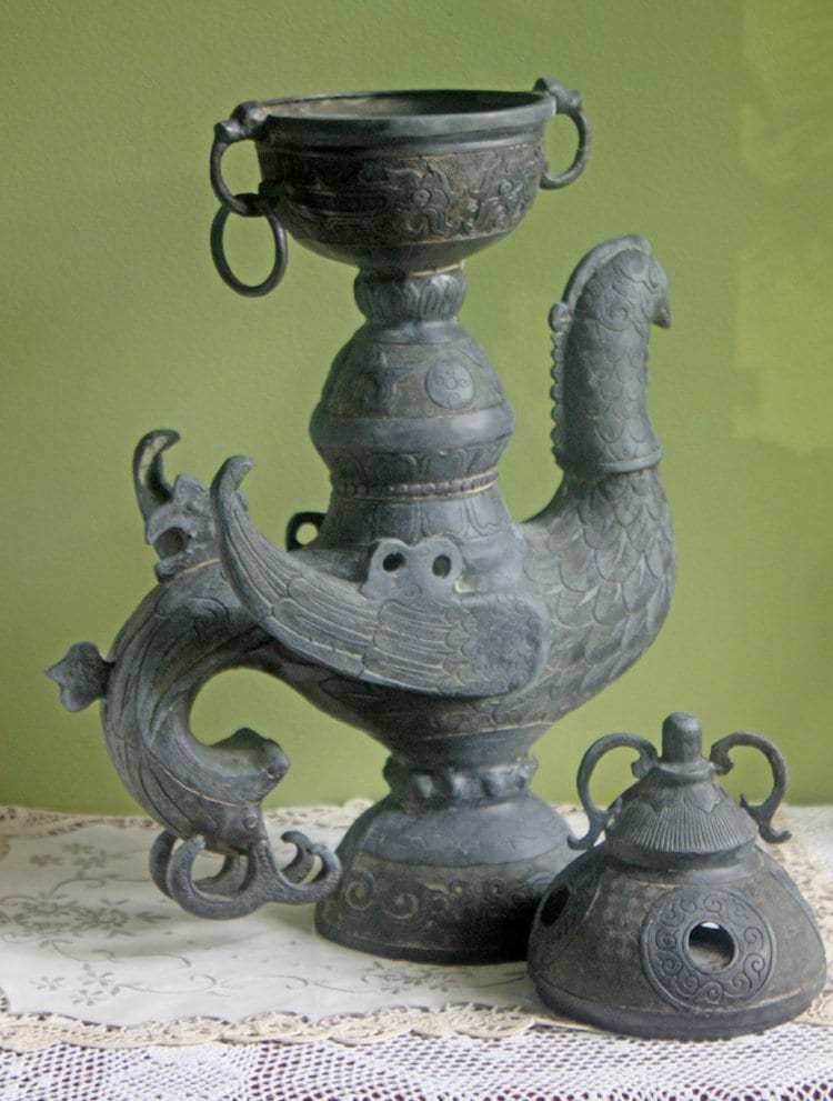 Antique Bronze Bird Incense Burner, Asian Ritual Vessel - Ornate design, museum quality from 18th-19th century China.