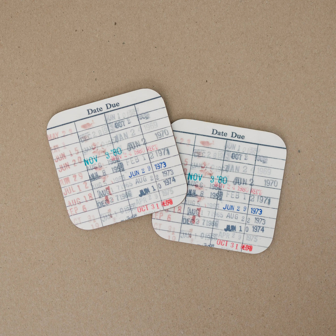 Vintage Library Checkout Card Coasters