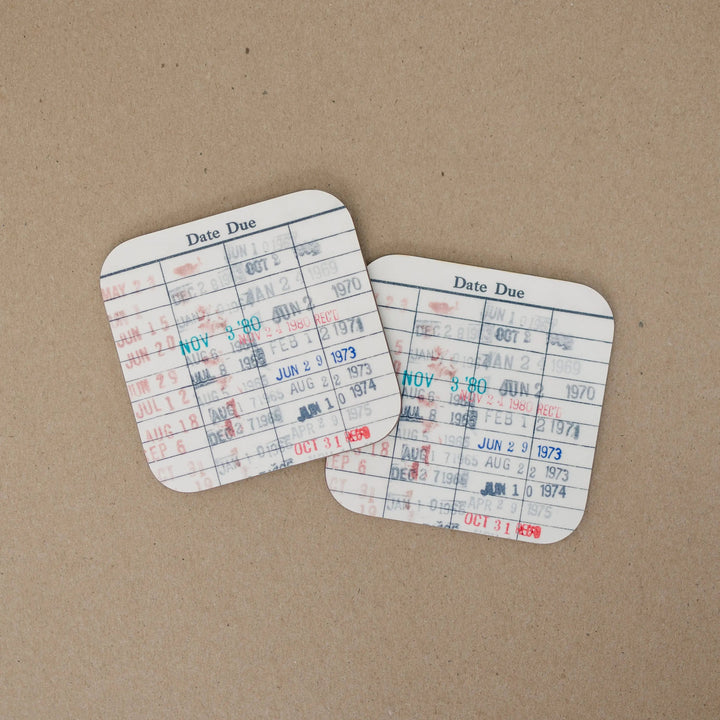 Vintage Library Checkout Card Coasters