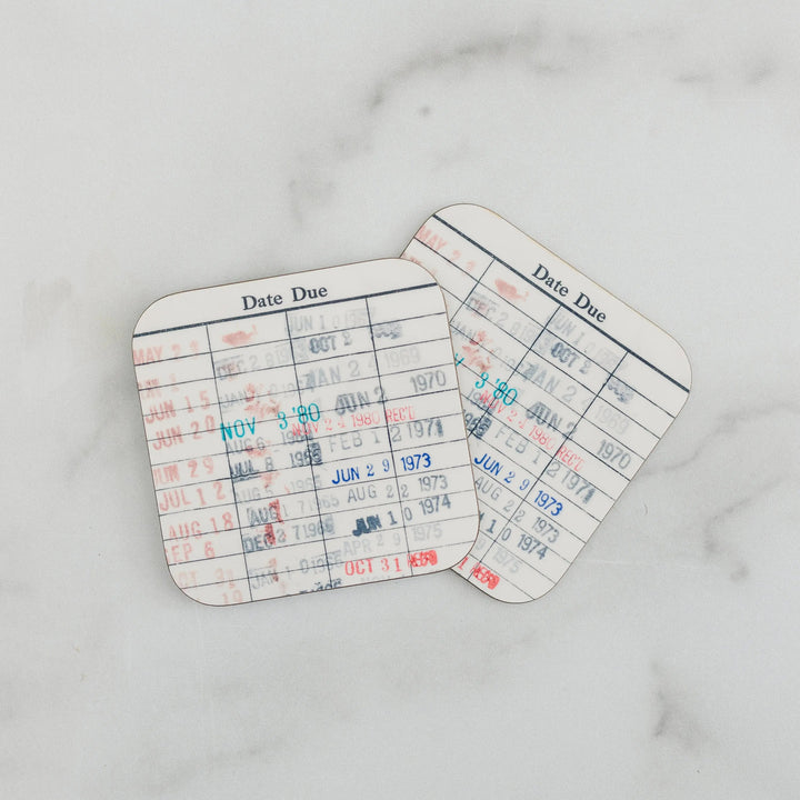 Vintage Library Checkout Card Coasters