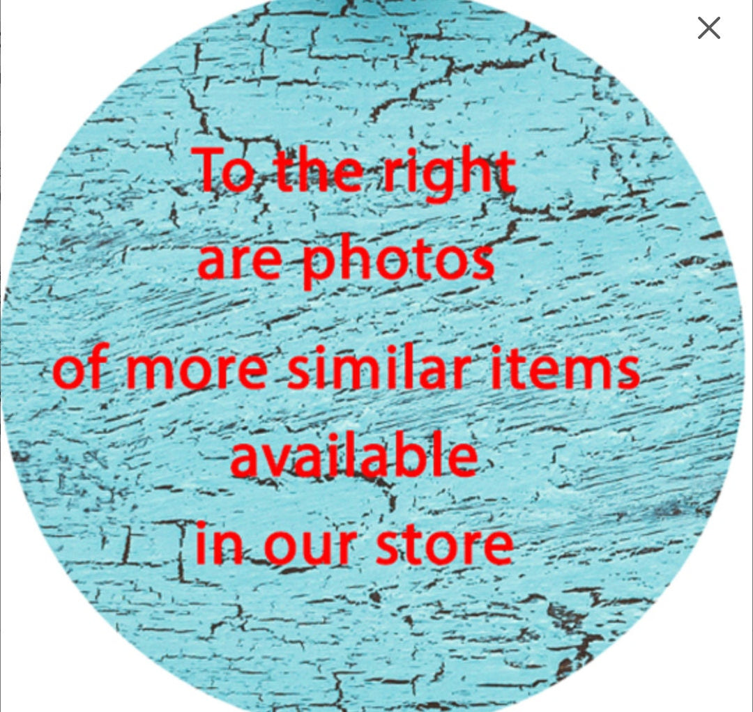 Photos of more similar items available in our store on a turquoise textured background.
