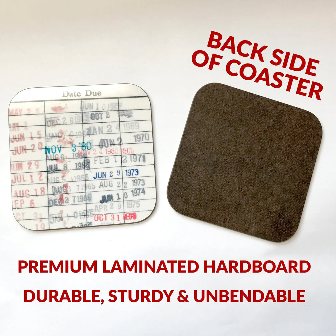 Vintage Library Checkout Card Coasters