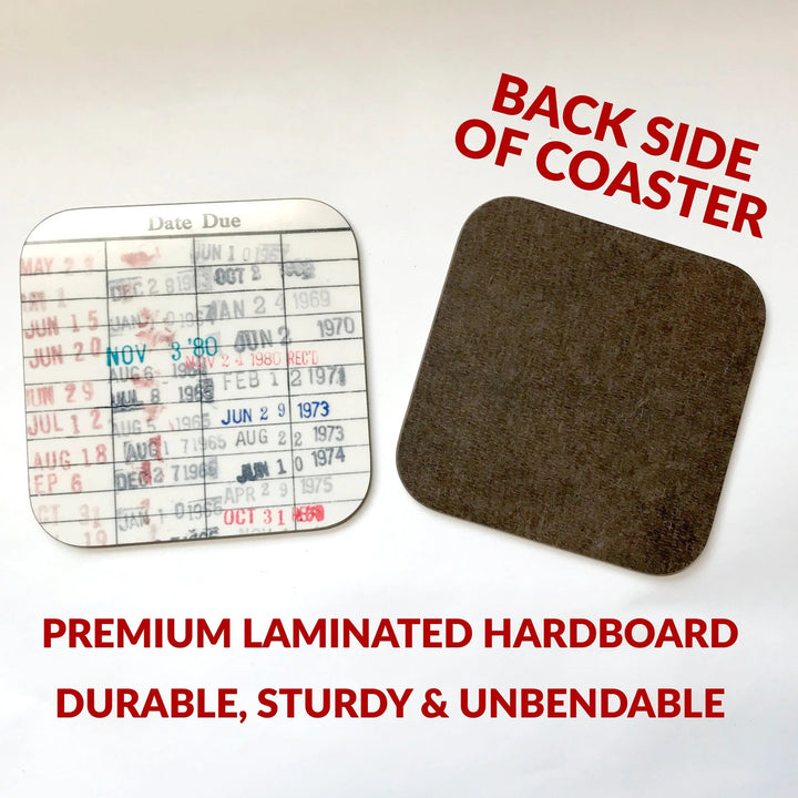 Vintage Library Checkout Card Coasters