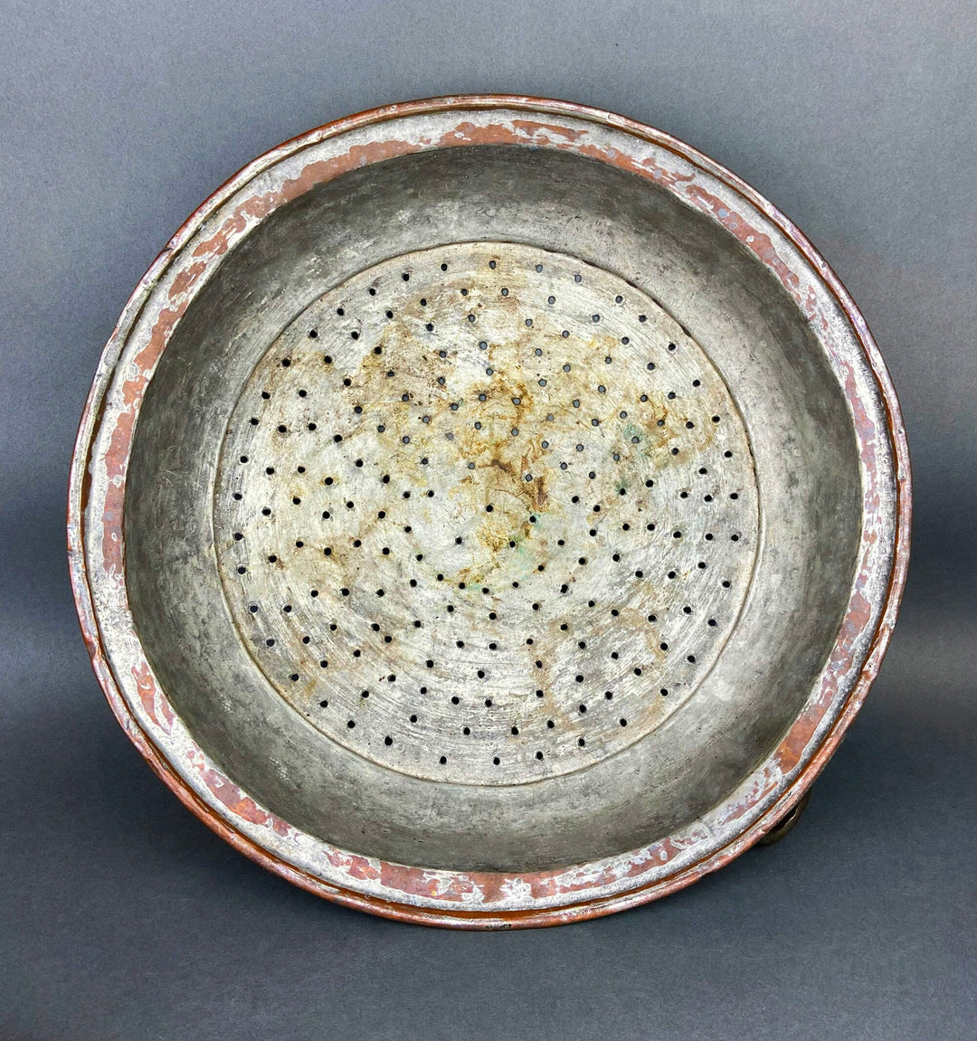 Antique Extra Large Sieves. Rustic Hand Hammered Home Decoration. Set of Two, Large, Primitive Hand Pounded Strainers.