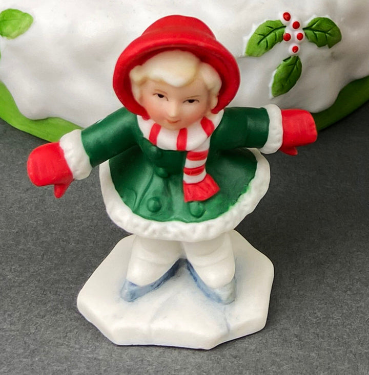Kids & Dog on Sled Porcelain Figurine. Christmas. Downhill Racer. Inspired by Norman Rockwell. Museum Collections. Snow King. Collectibles.