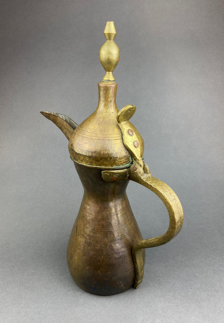 Antique  Large Aftaba. Primitive, Hand Hammered Brass Vessel for Water. Made in Northern India and Persia. Highly Collectible Pitcher.