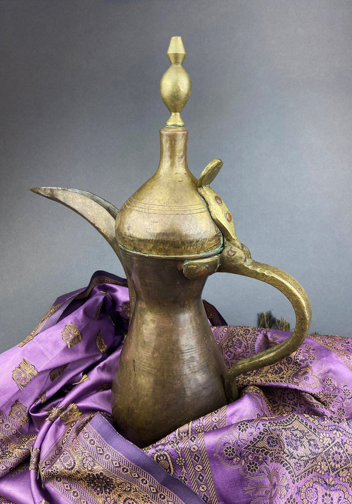 Antique Large Aftaba. Primitive, Hand Hammered Brass Vessel for Water. Made in Northern India and Persia. Highly Collectible Pitcher.