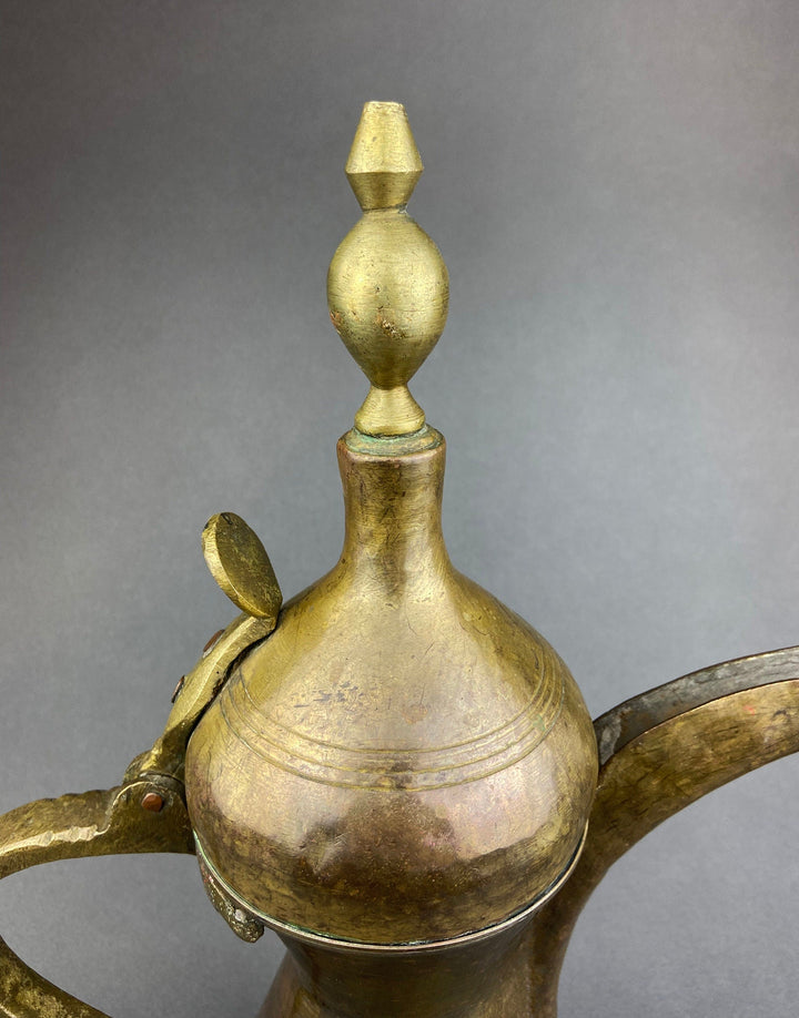 Antique  Large Aftaba. Primitive, Hand Hammered Brass Vessel for Water. Made in Northern India and Persia. Highly Collectible Pitcher.