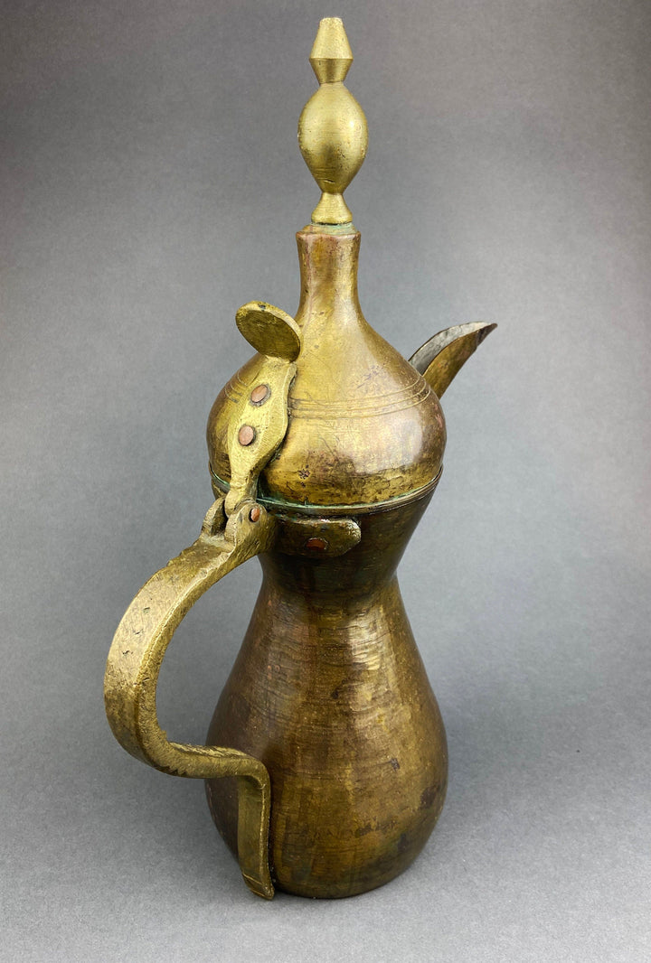 Antique Large Aftaba. Primitive, Hand Hammered Brass Vessel for Water. Made in Northern India and Persia. Highly Collectible Pitcher.