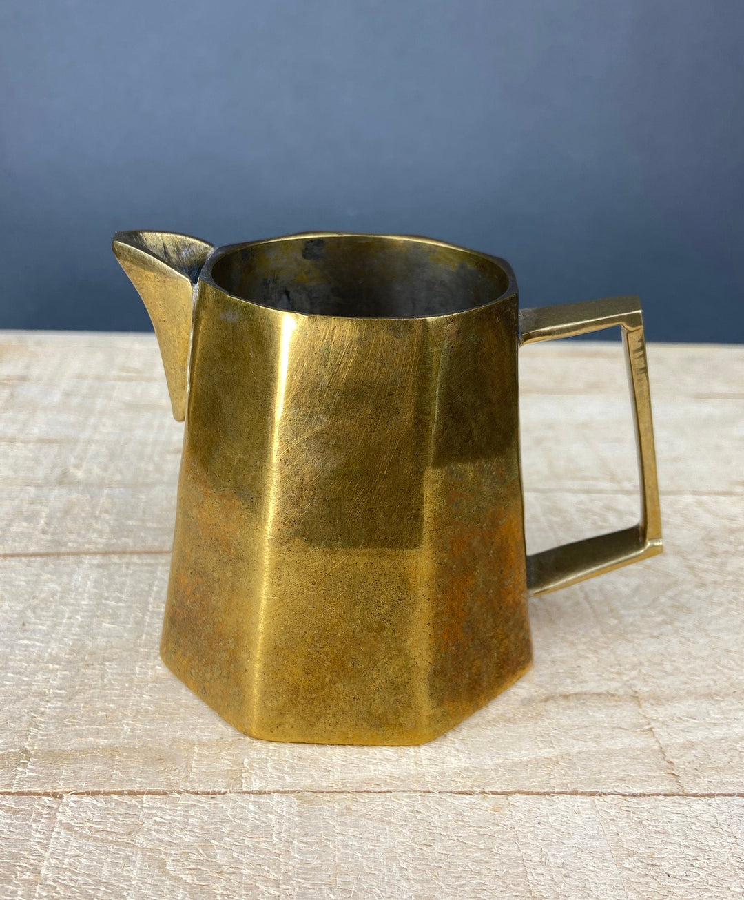 Antique Brass Creamer and Sugar Dish. Heavy Brass Containers with Handles. Kitchen Accessories. Vintage brass creamer.