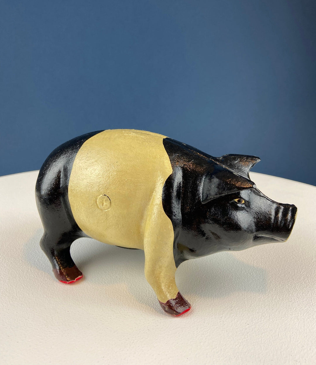 Vintage Cast Iron Piggy Bank. Black/White Metal Pig for Collecting Coins. Collectible Animal Shape Bank. Gift for Kids, Grandkids, Students