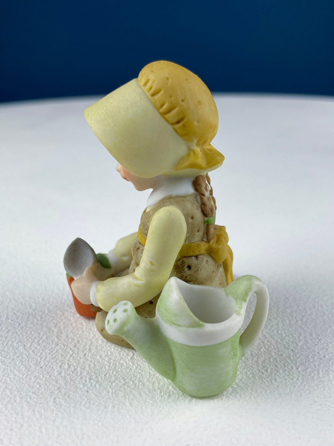 Porcelain Figurine by Marks & Rosenfeld of Little Girl Planting Flowers. Paired with Porcelain Birds in Nest. Gift for Mom, Grandma, Partner.