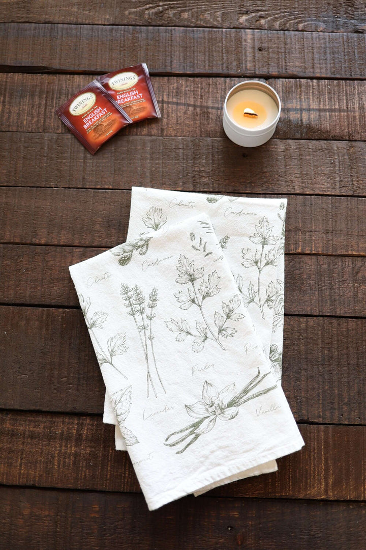 Vintage Herbs Tea Towel