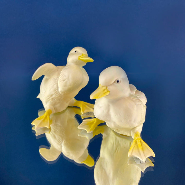 Porcelain Baby Ducks Parade by Dept. 56. Set of Two Ducklings Figurines. Cute Yellow Collectible Birds. Modern Farmhouse. Baby Shower Gift.