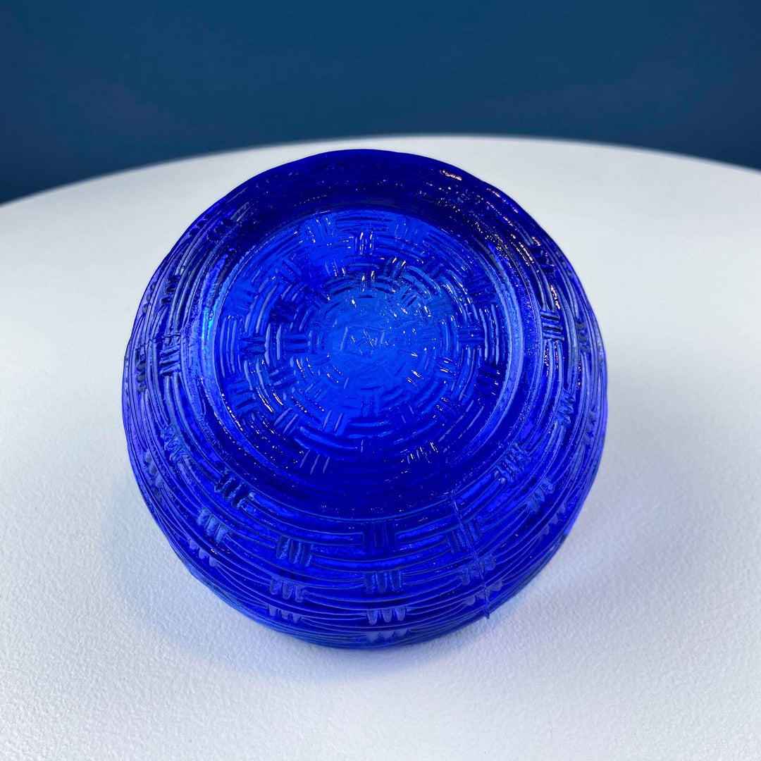 Vintage Cobalt Blue Glass Nesting Dove Covered Dish