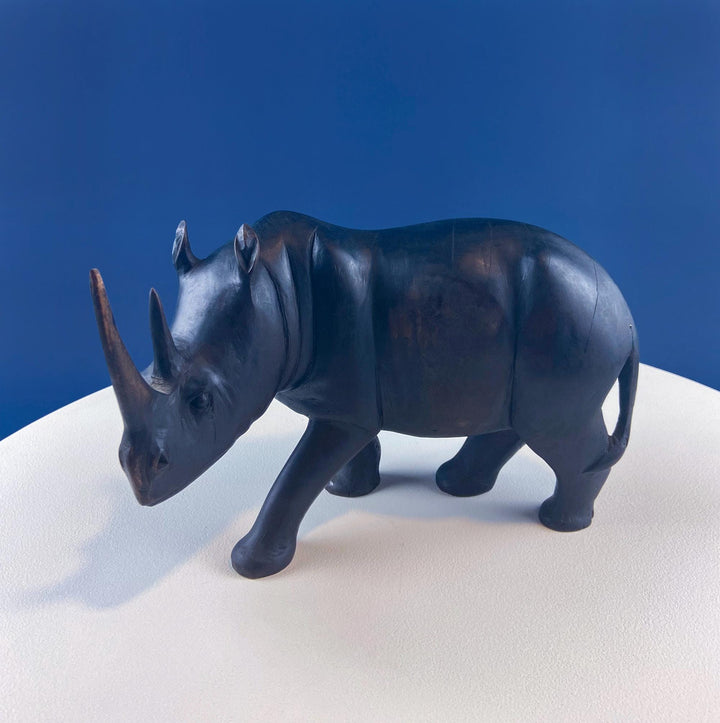 African Rhino Carved Wood Sculpture. Figurine for Animal & Safari Lovers. Wildlife Statue. Gift for Him, Dad, Friend. Ethnic Art Home Decor.