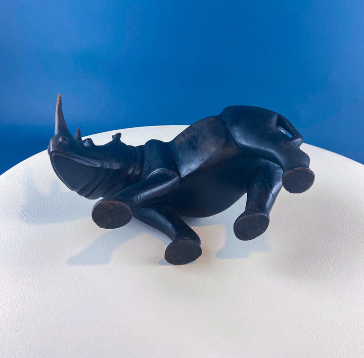 African Rhino Carved Wood Sculpture. Figurine for Animal & Safari Lovers. Wildlife Statue. Gift for Him, Dad, Friend. Ethnic Art Home Decor.