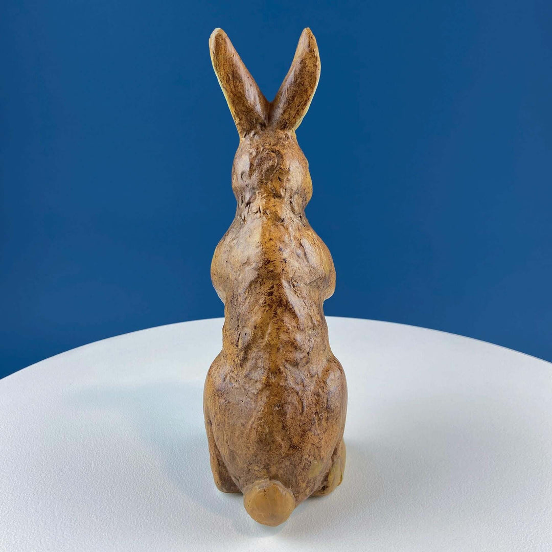 Vintage Hand-Painted Brown Bunny Figurine with Pink Egg