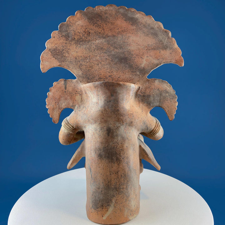 Pre-Columbian Style Red Clay Warrior Vessel