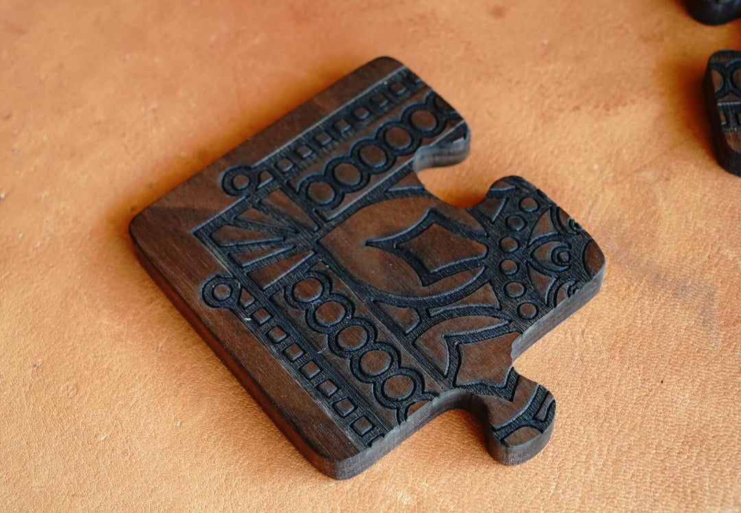 Walnut Puzzle Coasters & Trivet Set