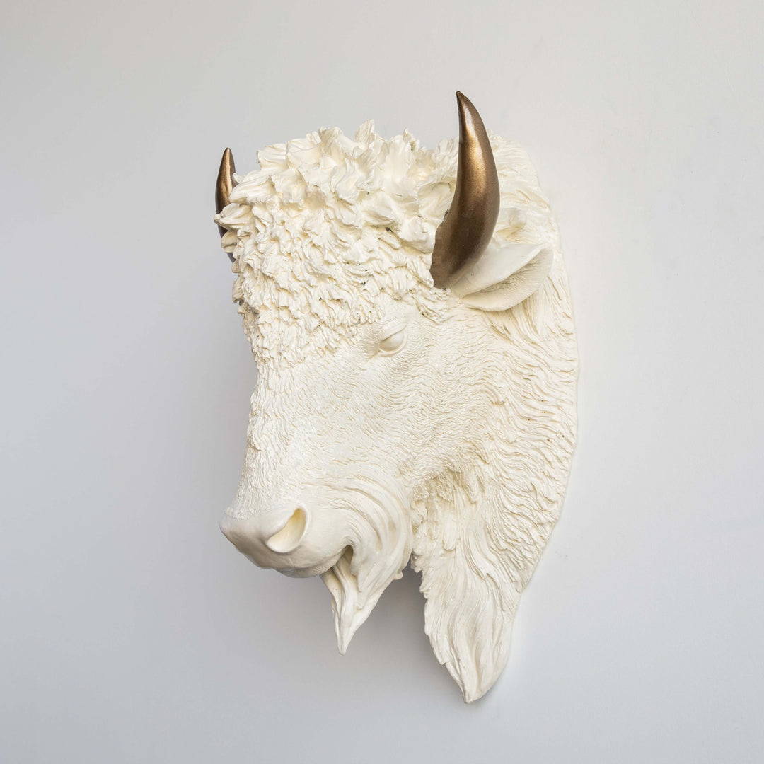 Handcrafted Faux Bison Head Wall Art