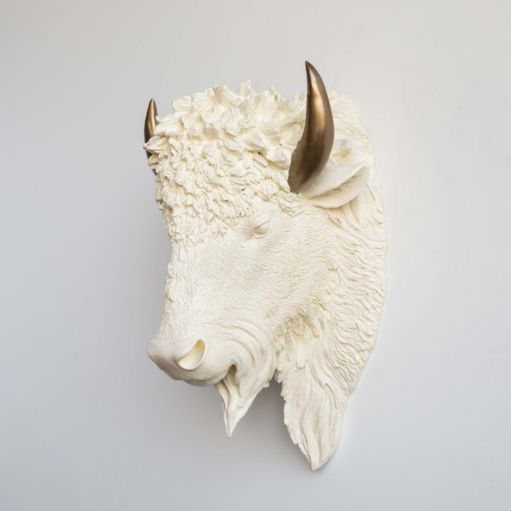 Handcrafted Faux Bison Head Wall Art