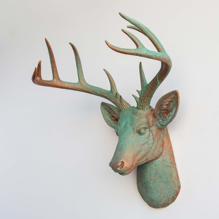 Handcrafted Faux Deer Head Wall Sculpture