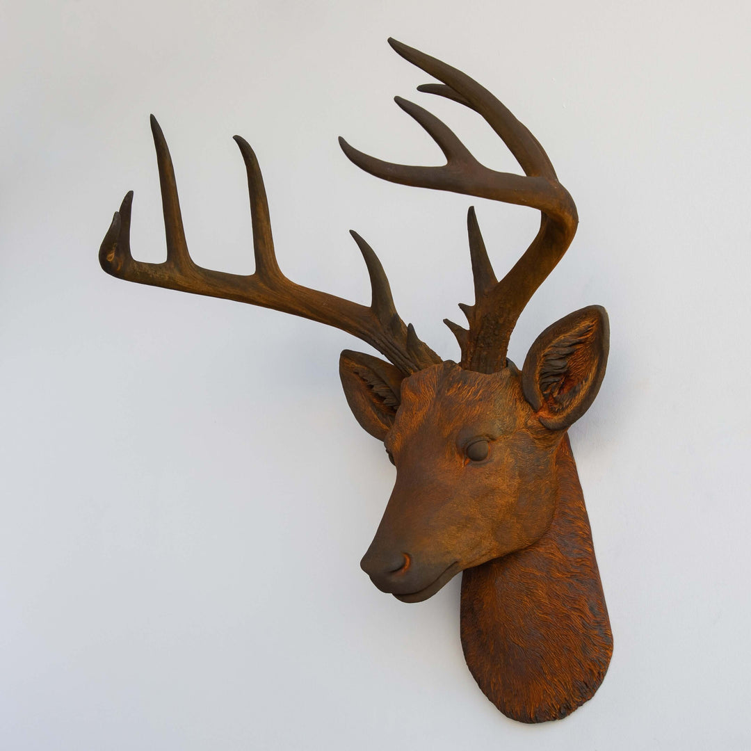 Handcrafted Faux Deer Head Wall Sculpture