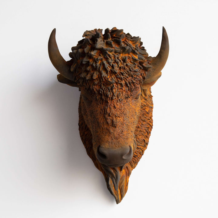 Handcrafted Faux Bison Head Wall Art