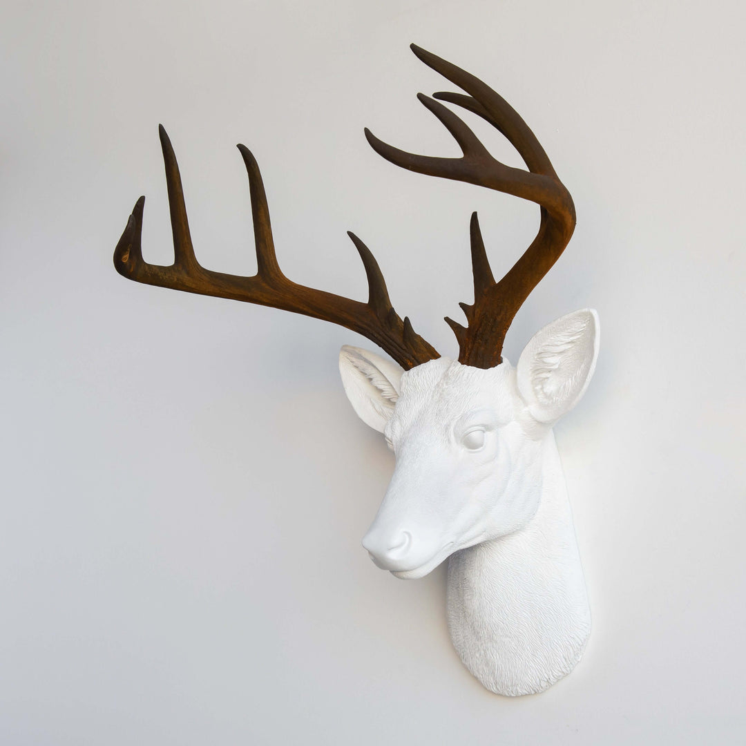 Handcrafted Faux Deer Head Wall Sculpture