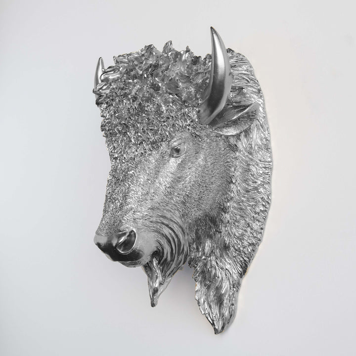 Handcrafted Faux Bison Head Wall Art