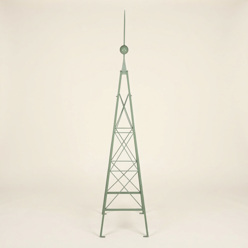 Soft Garden Green Cottage Garden Iron Trellis shown full length against an ivory studio background