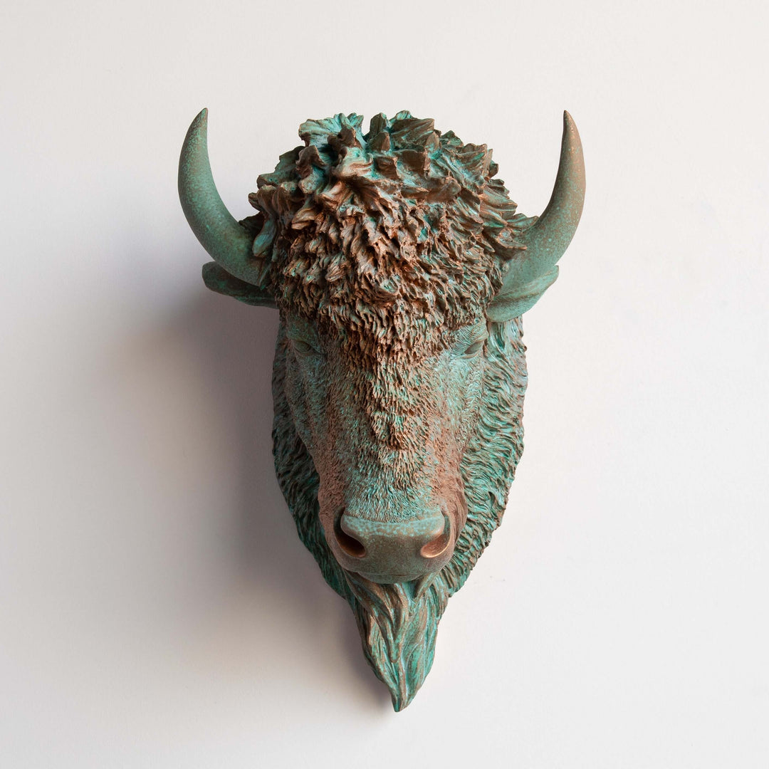 Handcrafted Faux Bison Head Wall Art