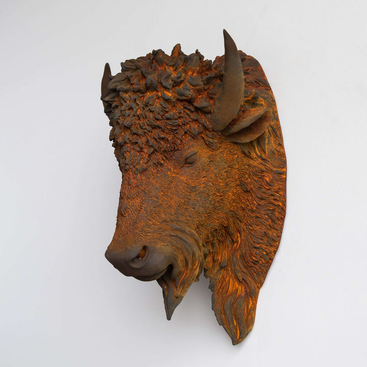 Handcrafted Faux Bison Head Wall Art