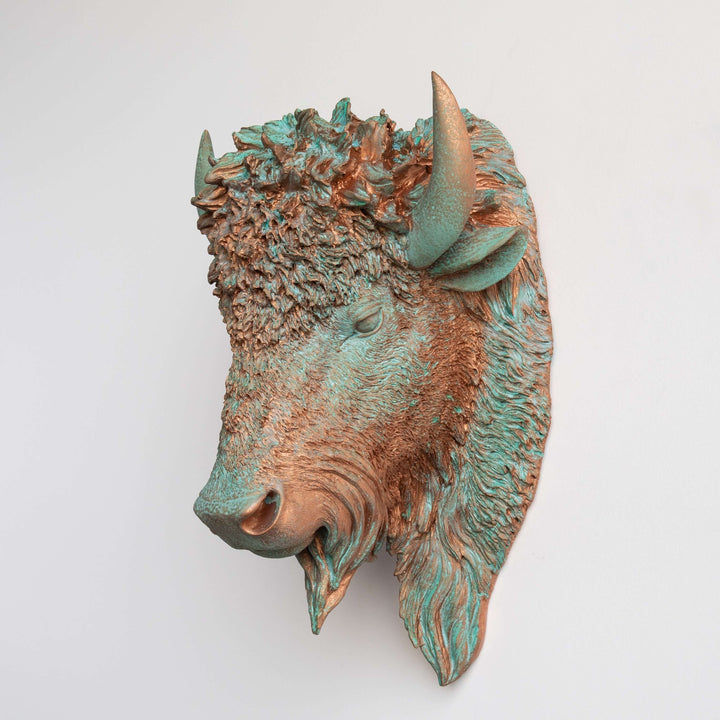 Handcrafted Faux Bison Head Wall Art