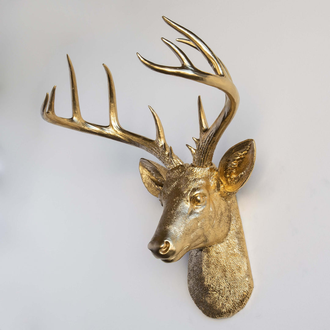 Handcrafted Faux Deer Head Wall Sculpture