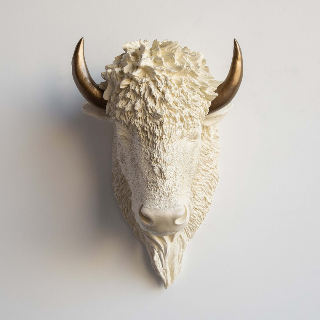 Handcrafted Faux Bison Head Wall Art