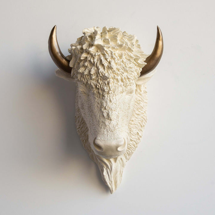 Handcrafted Faux Bison Head Wall Art