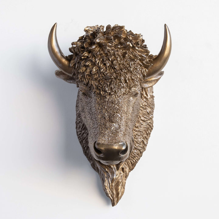 Handcrafted Faux Bison Head Wall Art