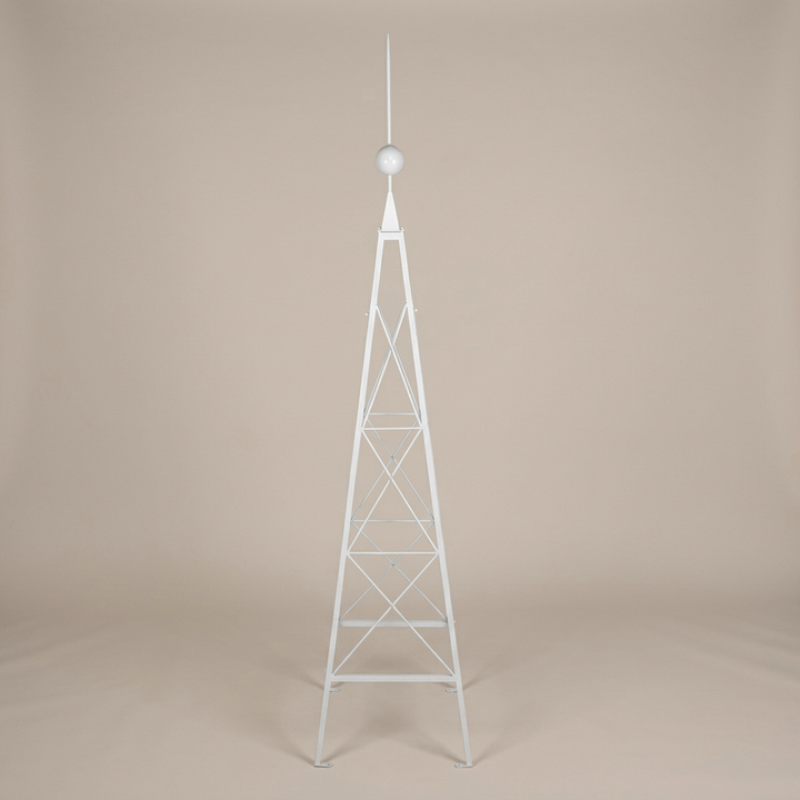 Soft White Cottage Garden Iron Trellis shown full length against a taupe studio background